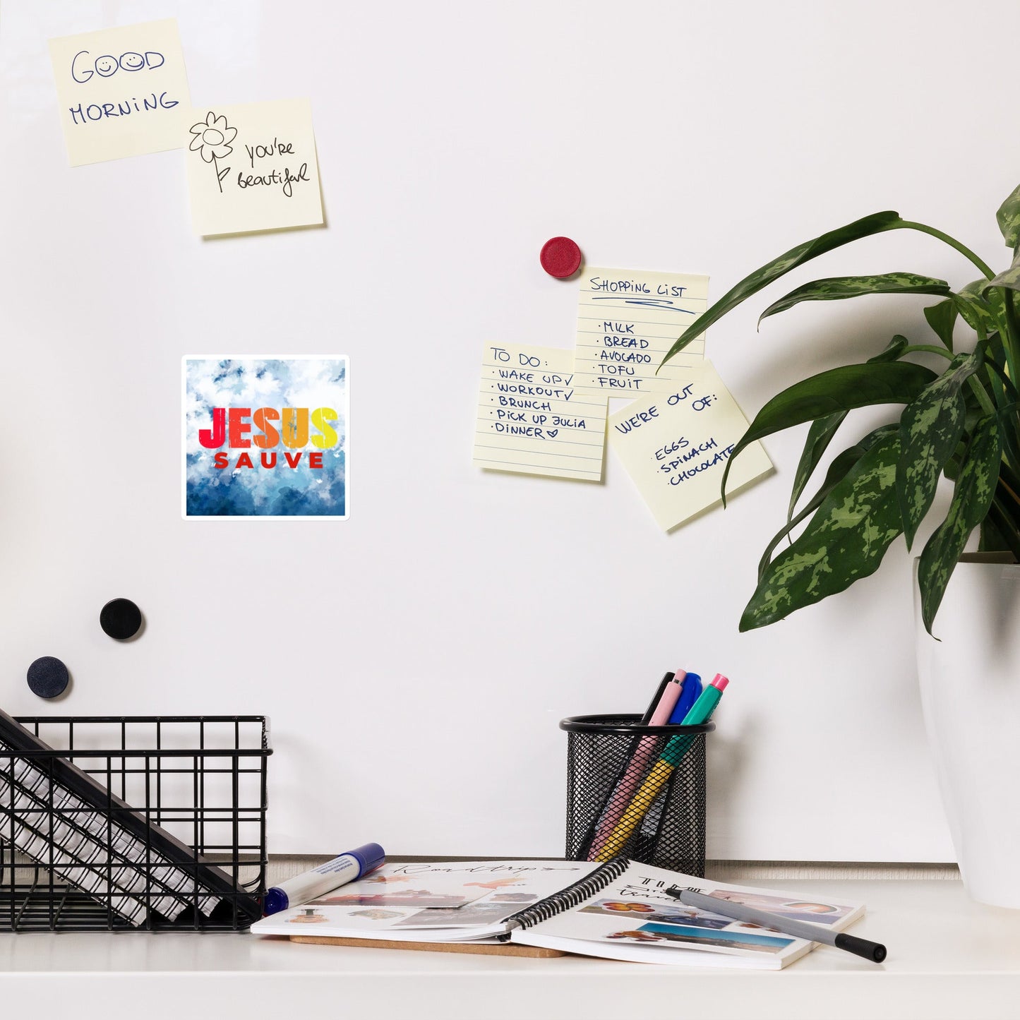 Aimant Jésus sauve: magnifique décoration chrétienne pour votre maison ou votre voiture.