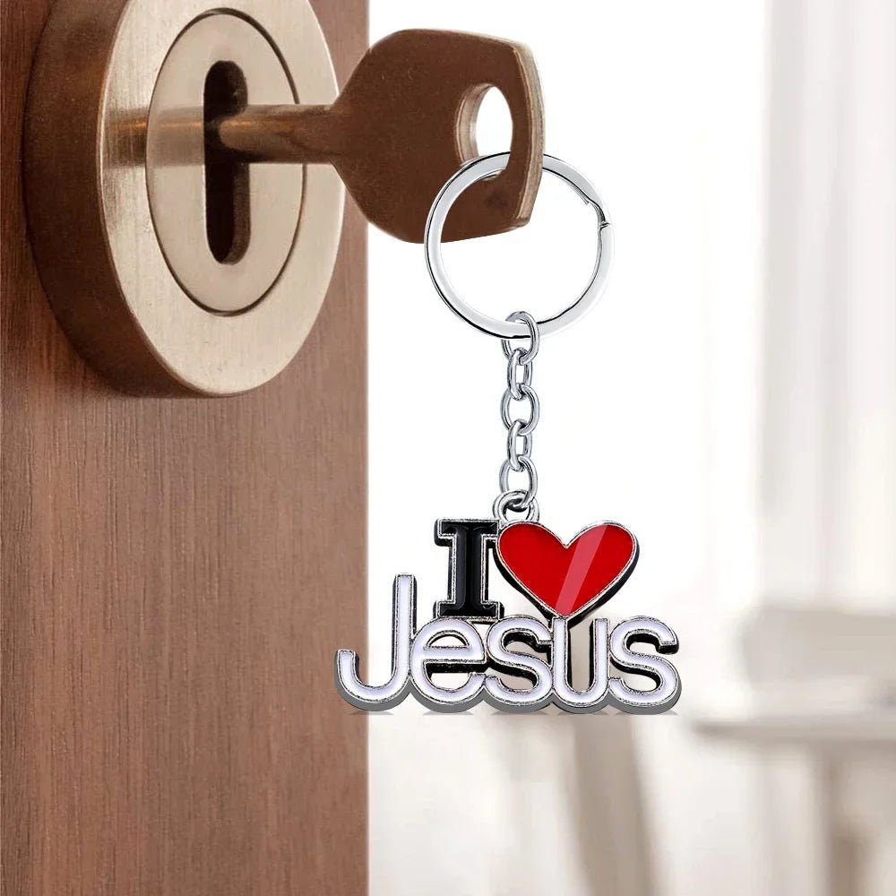 🔑 Porte-clé chrétien en métal avec inscription “I Love Jesus”, accessoire de foi et symbole d’amour pour Dieu. GoVibeshop777