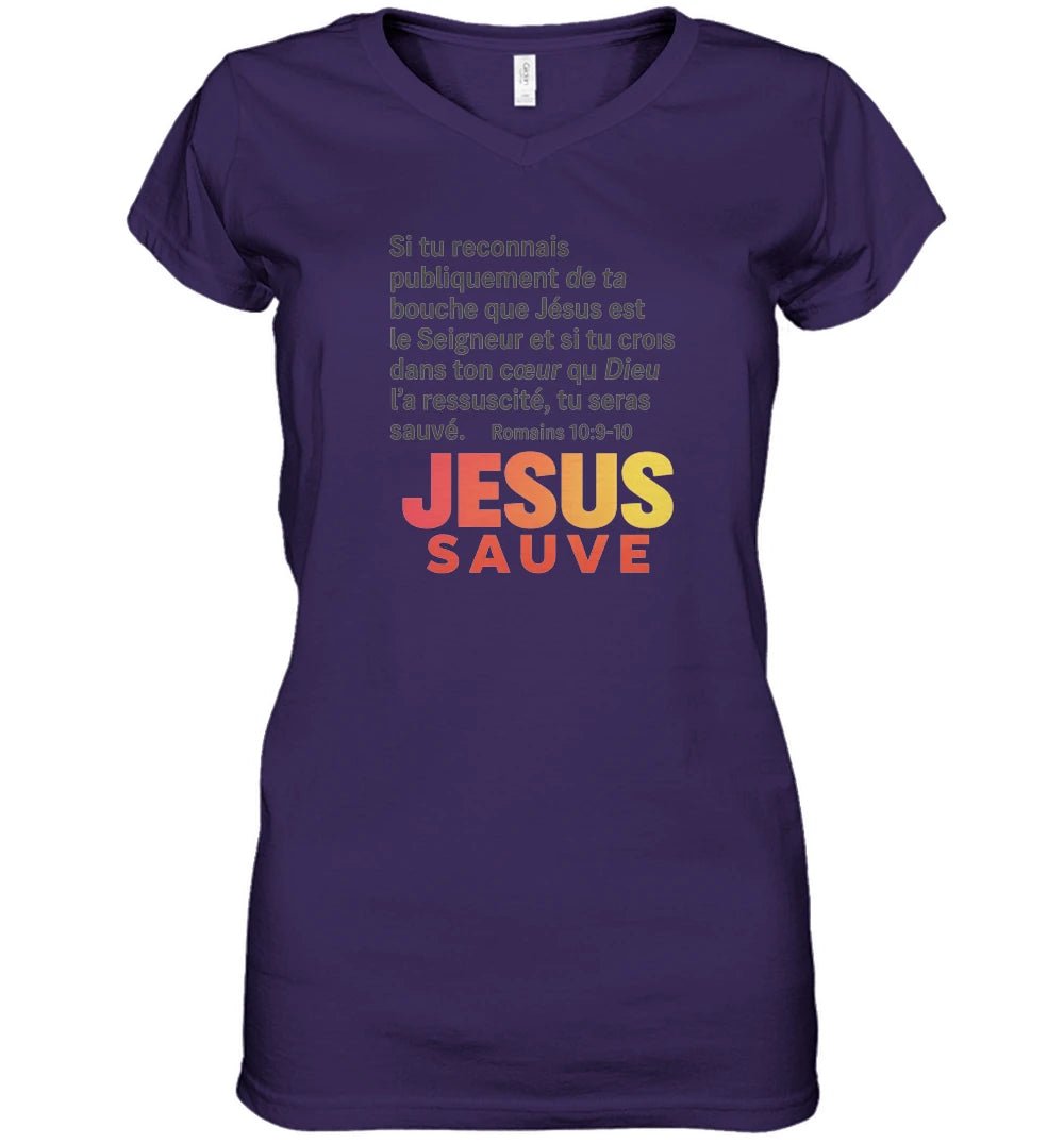 🌟 T-shirt Femme Gildan Heavy Cotton Col V – Jesus sauveGoVibeshop777