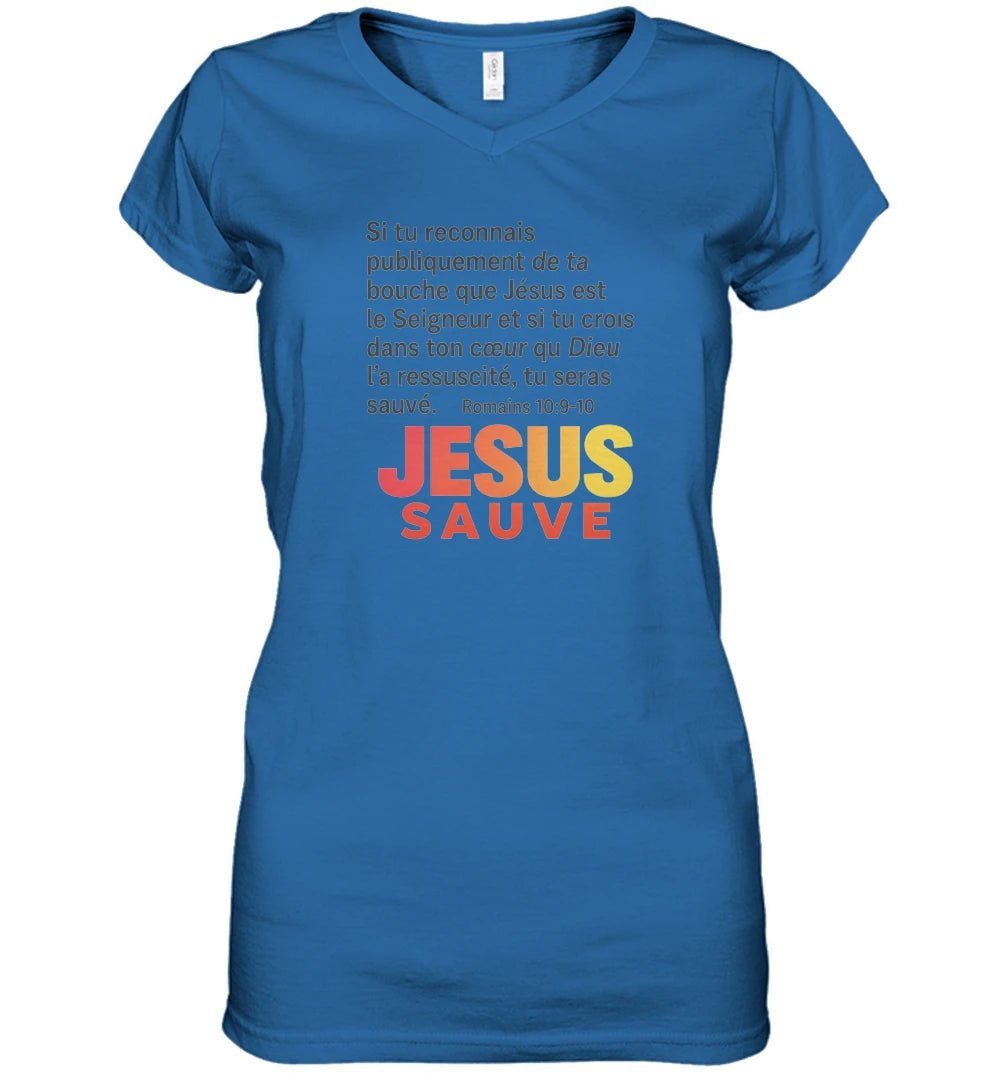 🌟 T-shirt Femme Gildan Heavy Cotton Col V – Jesus sauveGoVibeshop777