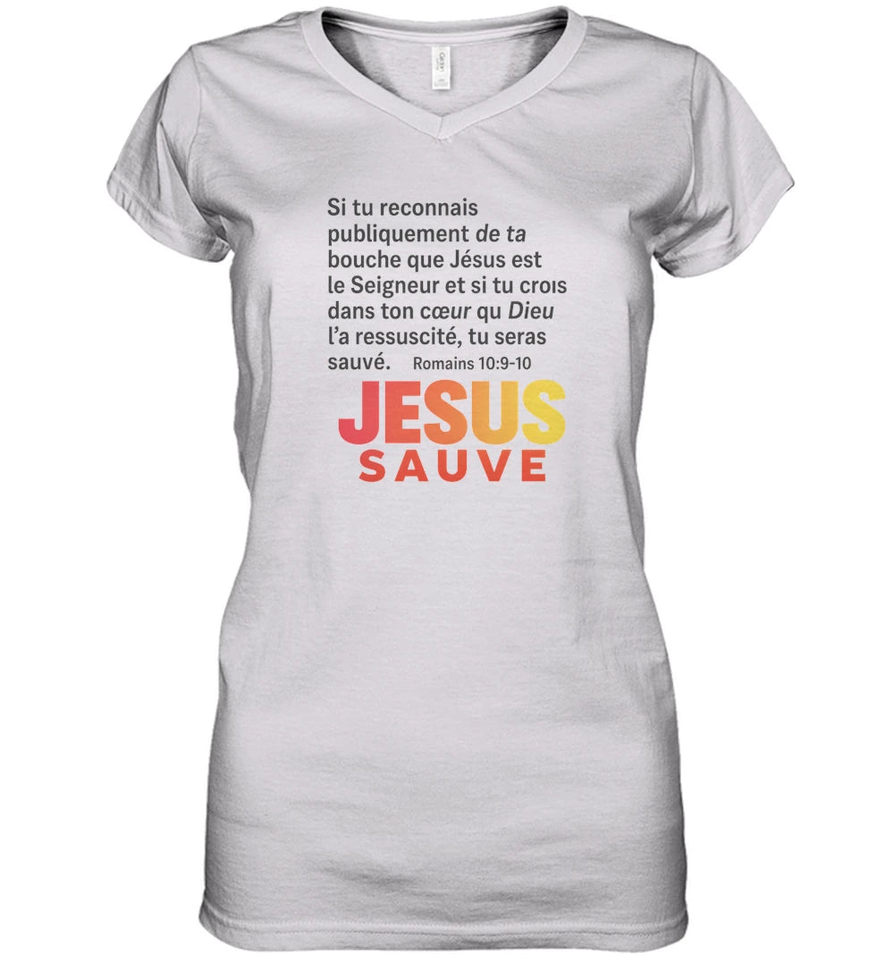 🌟 T-shirt Femme Gildan Heavy Cotton Col V – Jesus sauveGoVibeshop777