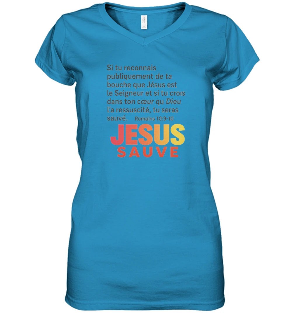🌟 T-shirt Femme Gildan Heavy Cotton Col V – Jesus sauveGoVibeshop777