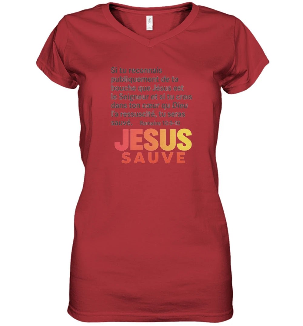 🌟 T-shirt Femme Gildan Heavy Cotton Col V – Jesus sauveGoVibeshop777