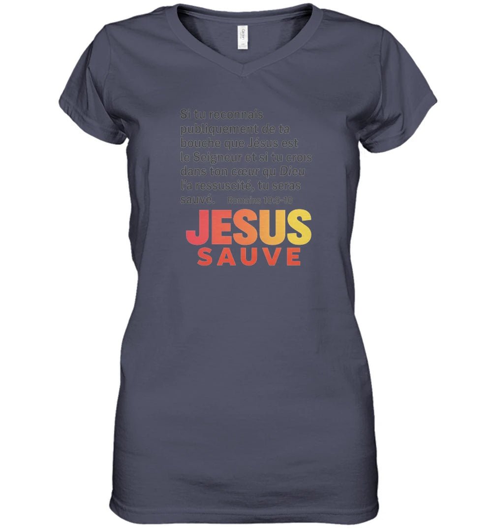 🌟 T-shirt Femme Gildan Heavy Cotton Col V – Jesus sauveGoVibeshop777