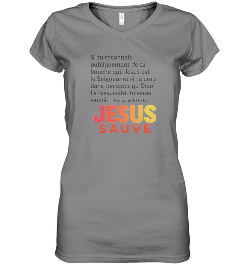 🌟 T-shirt Femme Gildan Heavy Cotton Col V – Jesus sauveGoVibeshop777