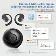 144-Language AI Translator Headphones Bluetooth 5.3 Wireless IPX7 Waterproof Real-Time Two-Way Translation for Global Business