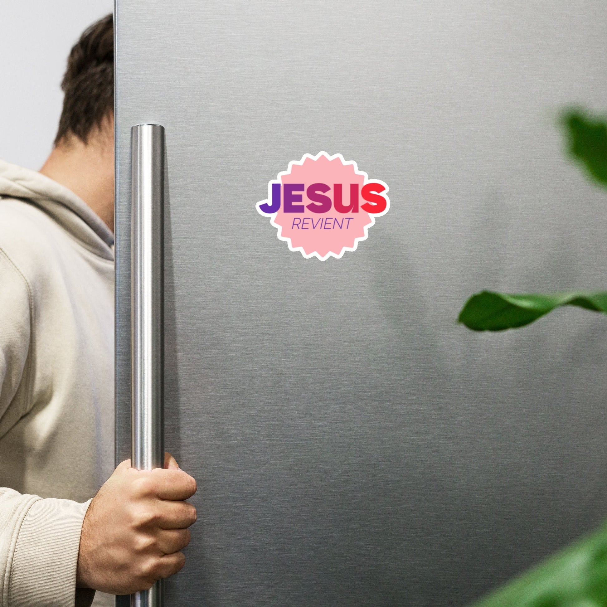 Aimant magnétique chrétien avec inscription “Jésus revient”, décoration inspirante pour le réfrigérateur ou votre voitrure.