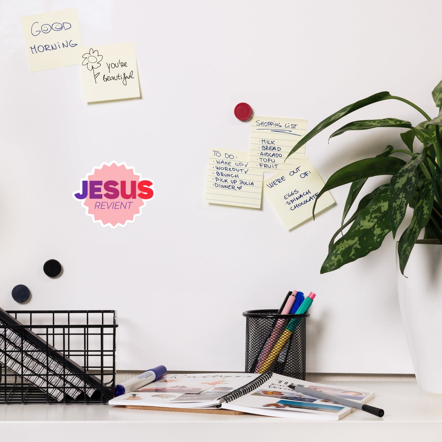 Aimant magnétique chrétien avec inscription “Jésus revient”, décoration inspirante pour le réfrigérateur ou votre voitrure.
