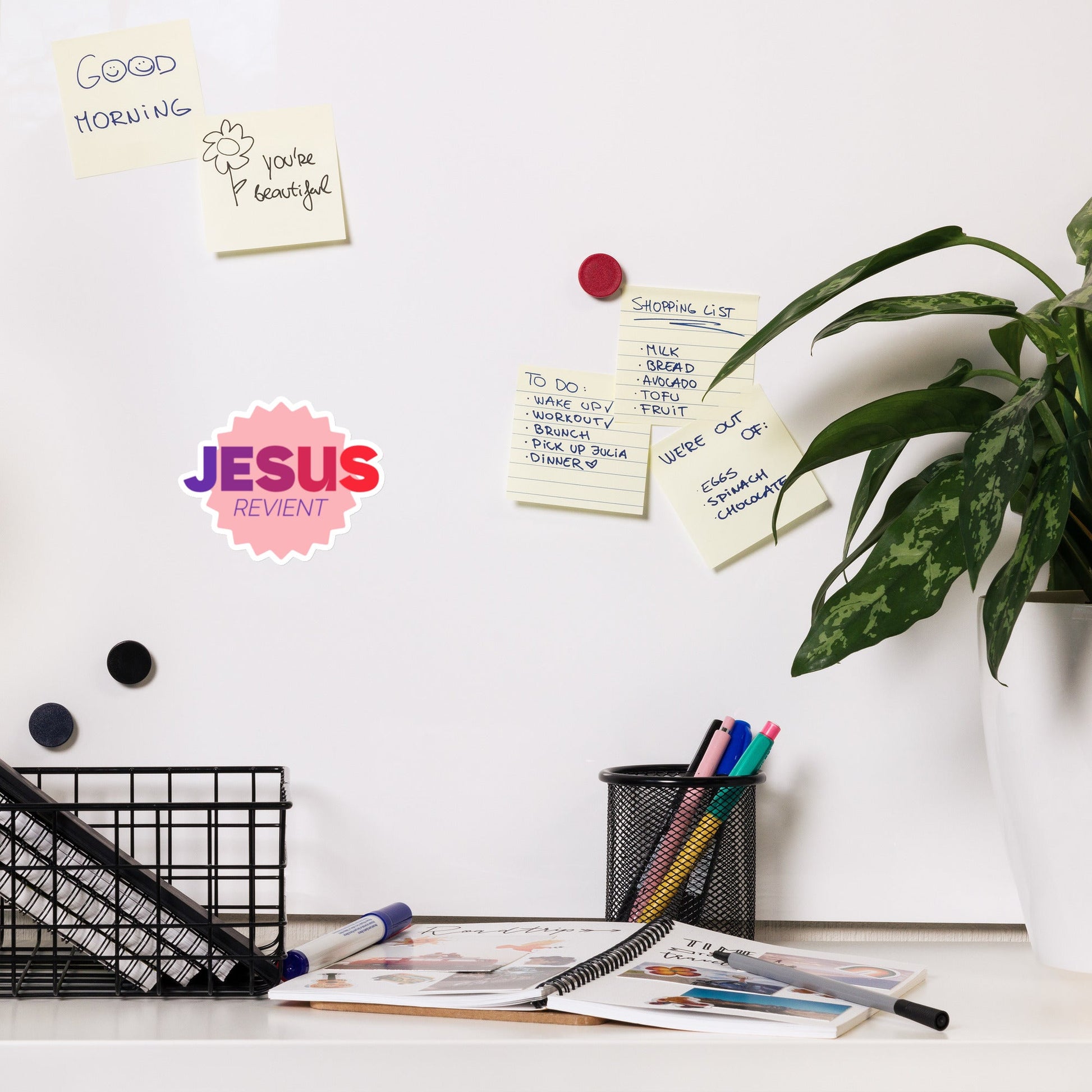 Aimant magnétique chrétien avec inscription “Jésus revient”, décoration inspirante pour le réfrigérateur ou votre voitrure.