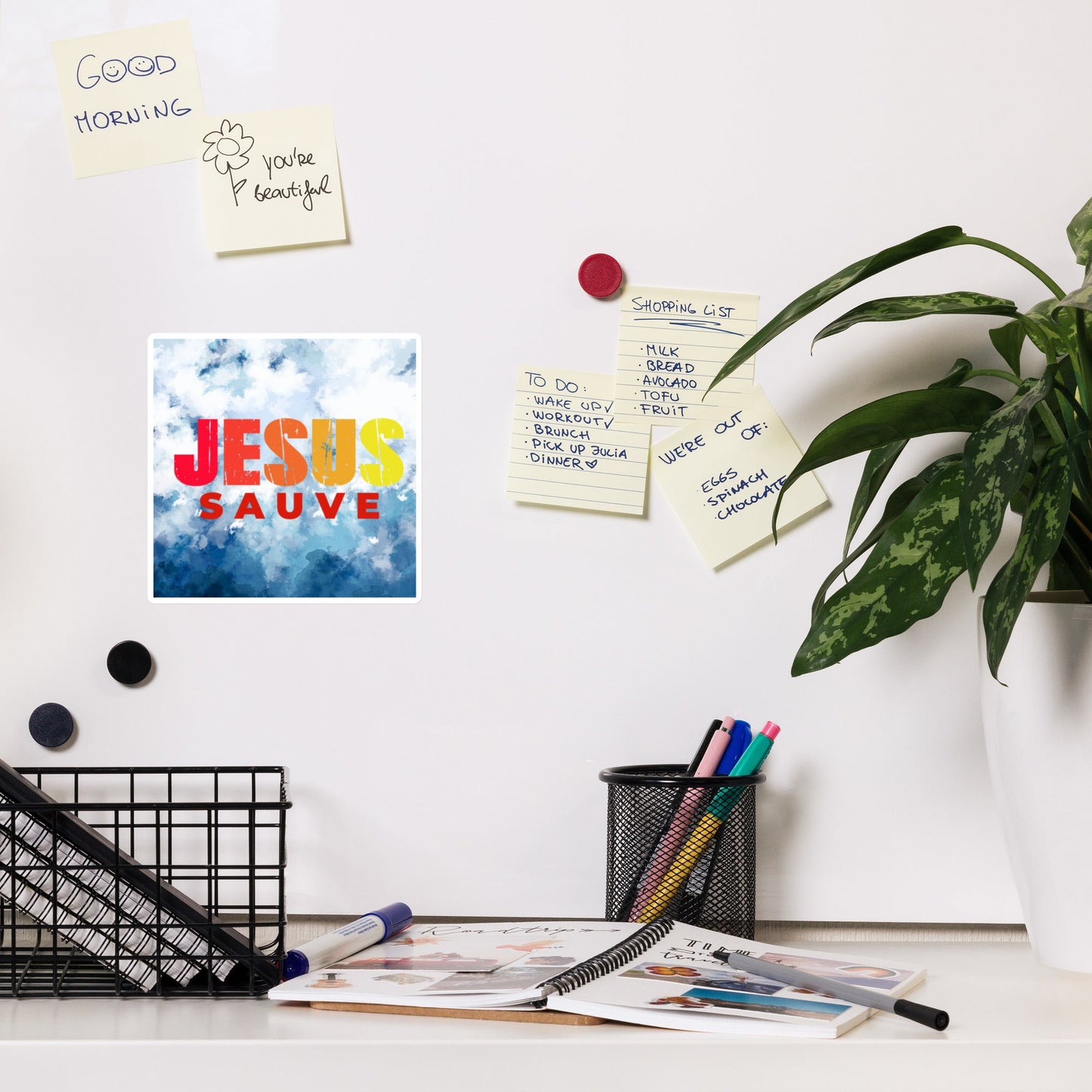 Aimant Jésus sauve: magnifique décoration chrétienne pour votre maison ou votre voiture.