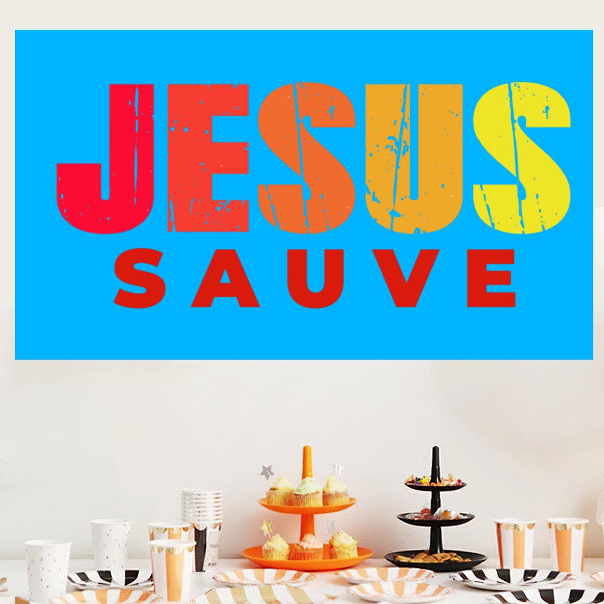 Drapeau jesus sauveBackdropGoVibeshop777