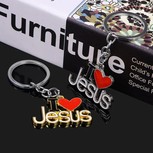🔑 Porte-clé chrétien en métal avec inscription “I Love Jesus”, accessoire de foi et symbole d’amour pour Dieu. GoVibeshop777