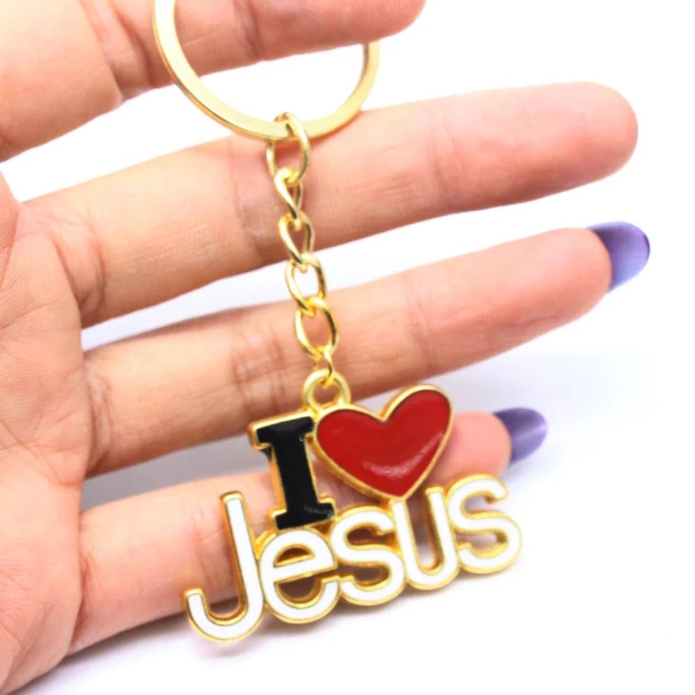 🔑 Porte-clé chrétien en métal avec inscription “I Love Jesus”, accessoire de foi et symbole d’amour pour Dieu. GoVibeshop777