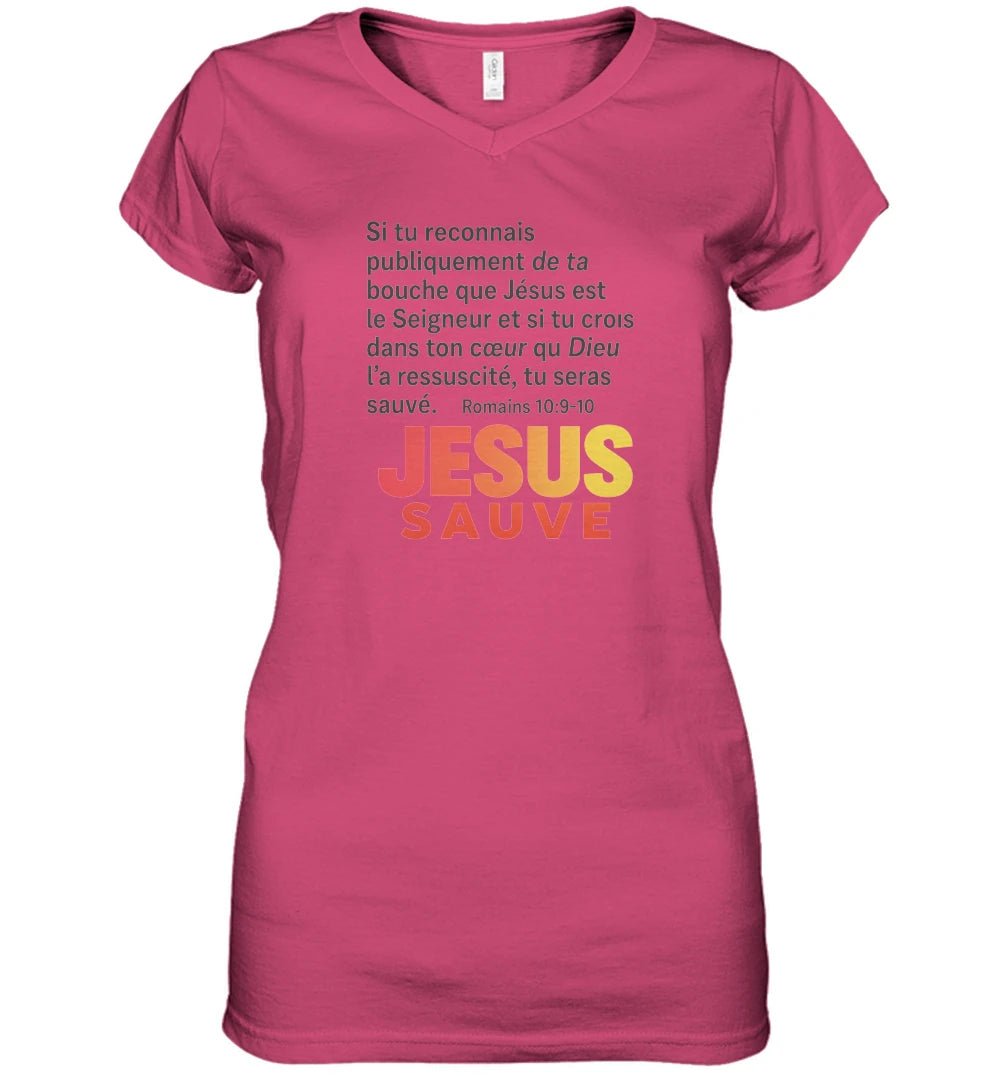 🌟 T-shirt Femme Gildan Heavy Cotton Col V – Jesus sauveGoVibeshop777