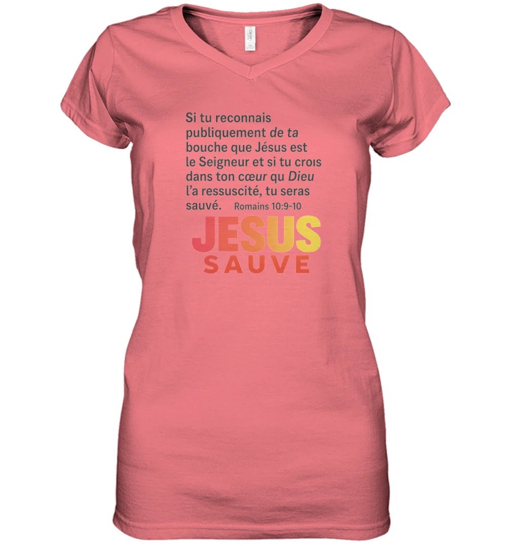 🌟 T-shirt Femme Gildan Heavy Cotton Col V – Jesus sauveGoVibeshop777