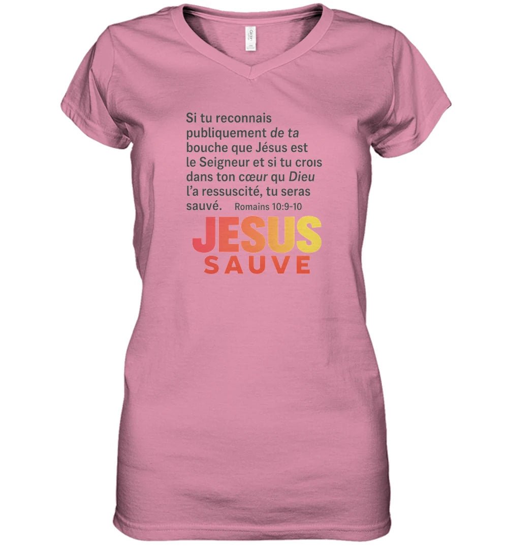 🌟 T-shirt Femme Gildan Heavy Cotton Col V – Jesus sauveGoVibeshop777