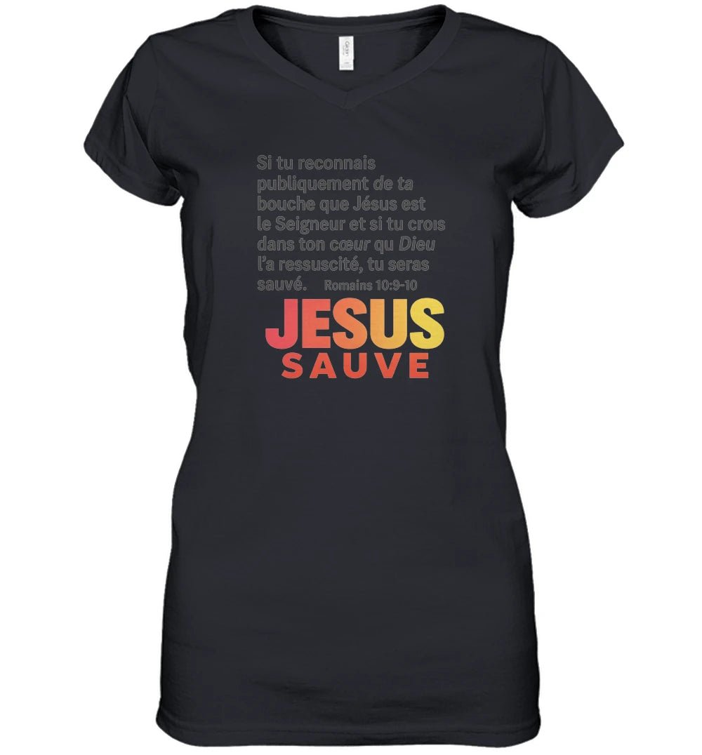🌟 T-shirt Femme Gildan Heavy Cotton Col V – Jesus sauveGoVibeshop777